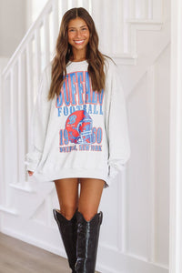 Vintage Buffalo Football Oversized Sweatshirt - Grey-HAZEL & OLIVE-XSmall/Small-