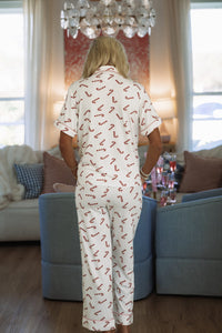 Hazel & Olive W294 Candy Cane Nights Pajama Pants - White and Red