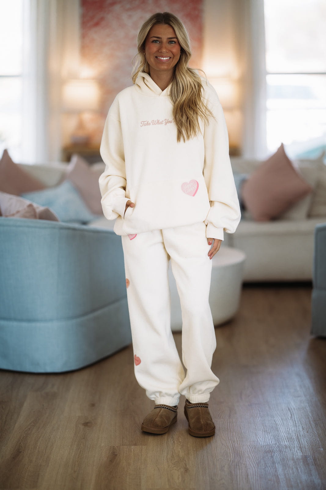 Hazel & Olive W300CRM/6 Take What You Need Hoodie by Happy Camper - Cream