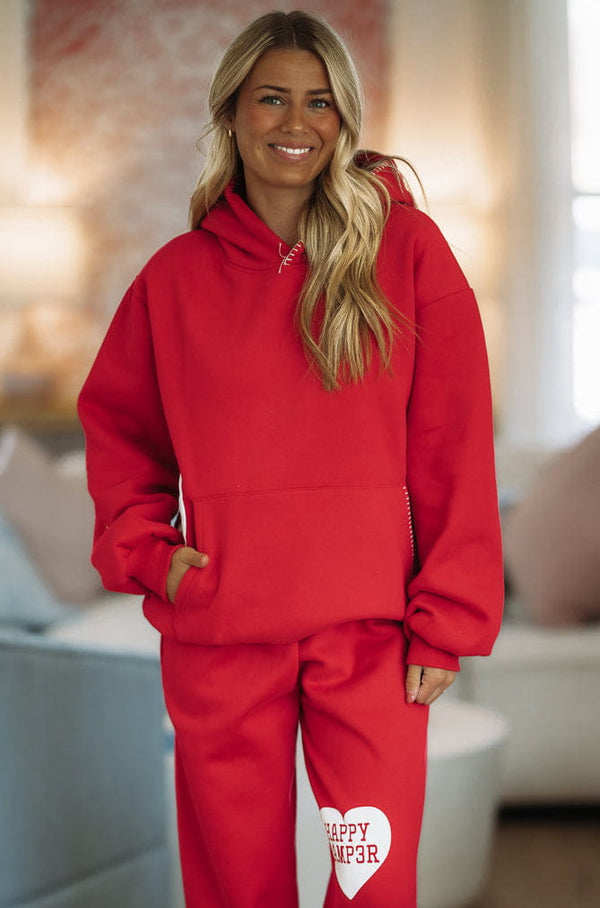 Hazel & Olive W300DPRD/1 Heartfelt Hoodie by Happy Camper  - Red