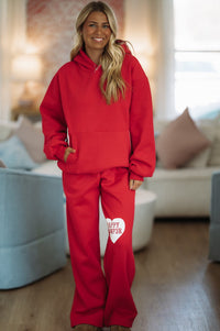 Hazel & Olive W500DPRD/1 Heartfelt Sweatpants by Happy Camper - Red