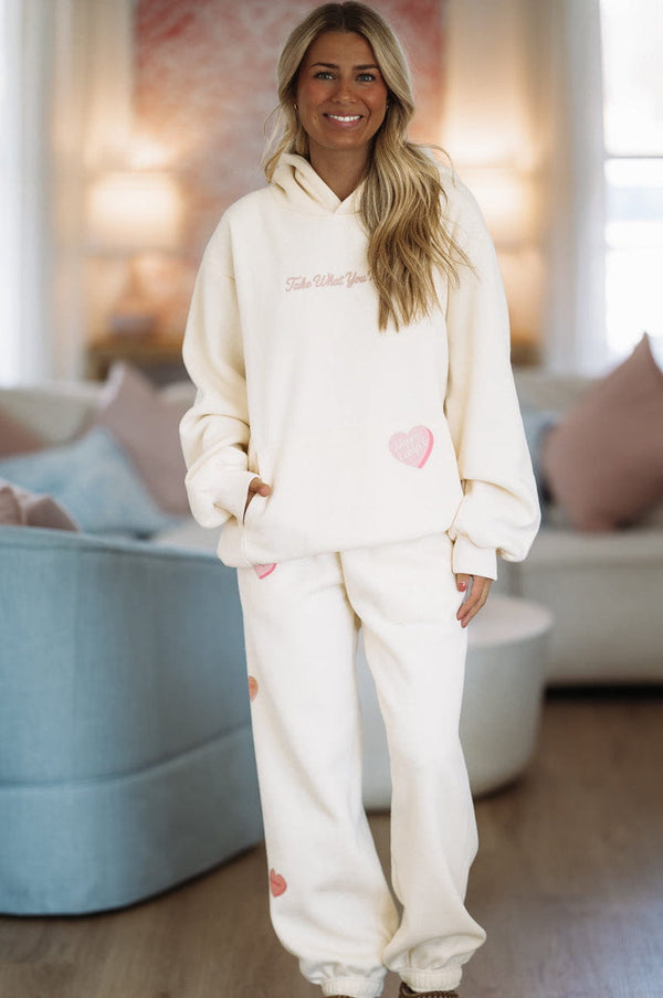 Hazel & Olive W500DPRD/1 Take What You Need Jogger Sweatpants by Happy Camper - Cream