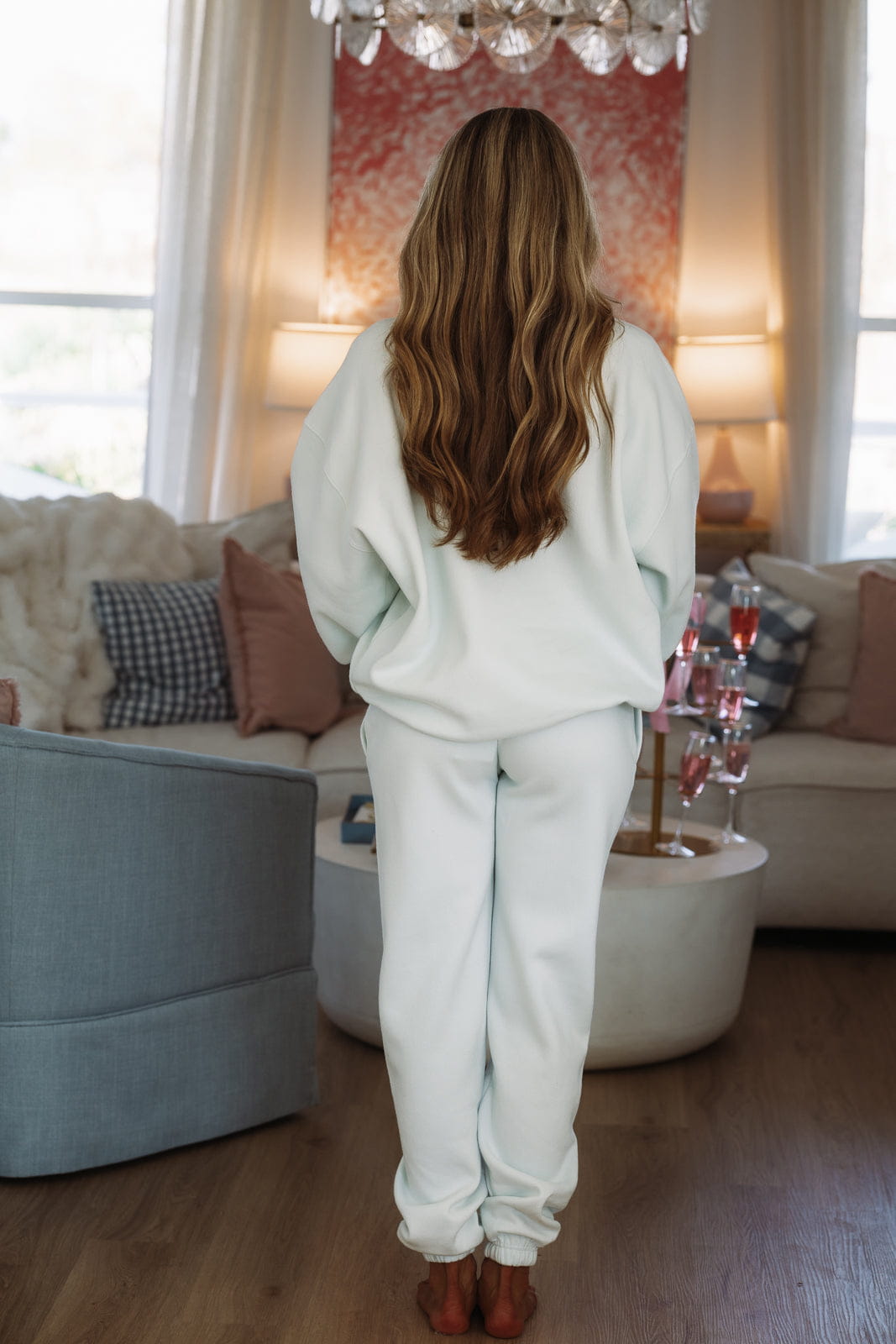 Hazel & Olive W503ICEBL/51 Miss You Jogger Sweatpants - Light Blue