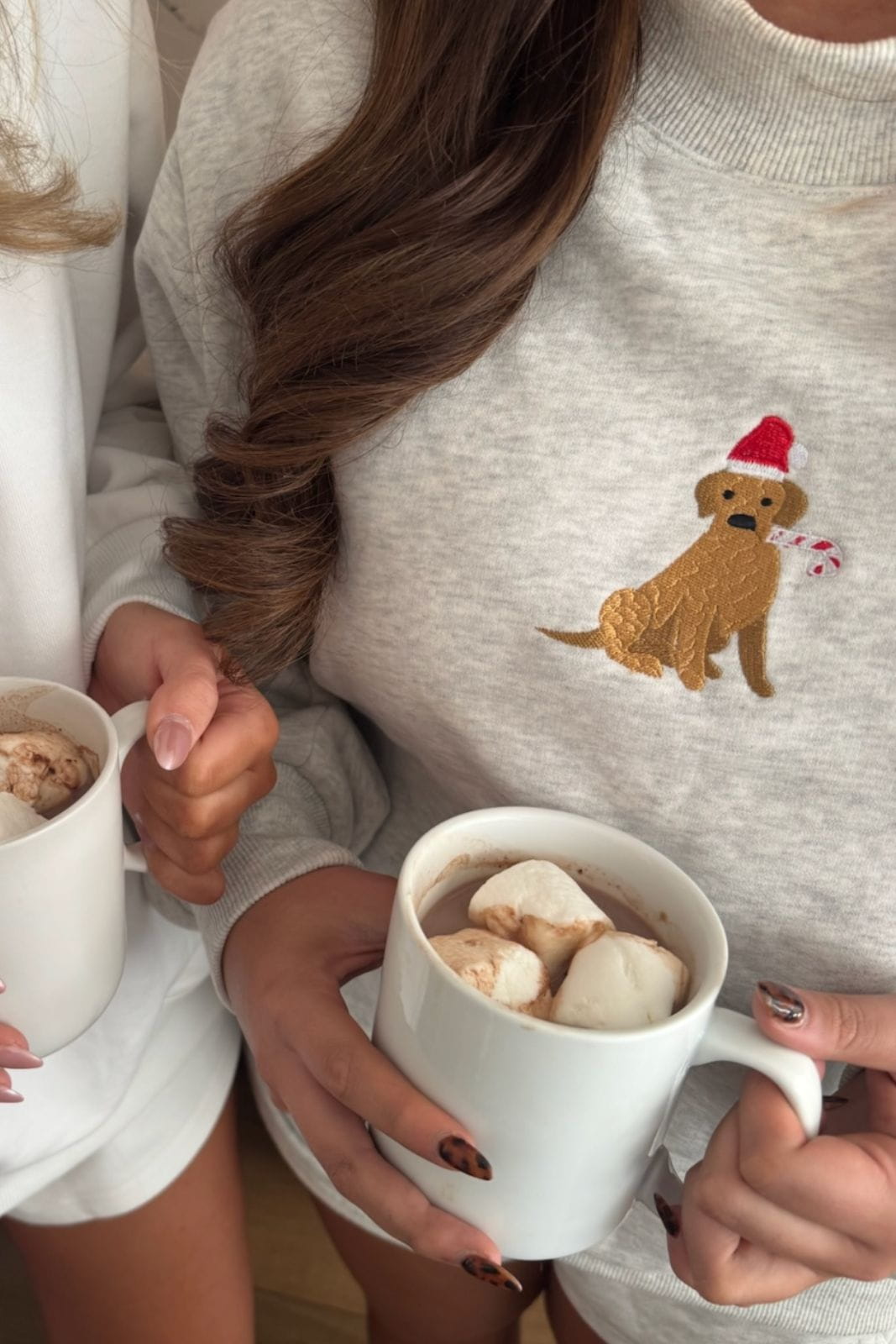 Hazel & Olive W79 H&O Mockneck Santa Paws Pullover - Heather Grey