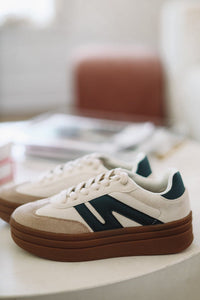 Walkin' Pretty Tennis Shoes - Taupe and Green-HAZEL & OLIVE-5-