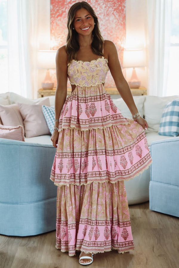 Wayward Maxi Dress - Yellow, Pink and Cream-HAZEL & OLIVE-Small-