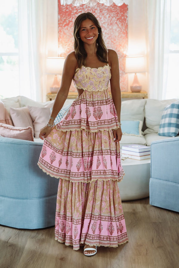 Wayward Maxi Dress - Yellow, Pink and Cream-HAZEL & OLIVE-Small-