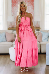 Whisk Me Away Maxi Gown Dress - Pink-HAZEL & OLIVE-Small-