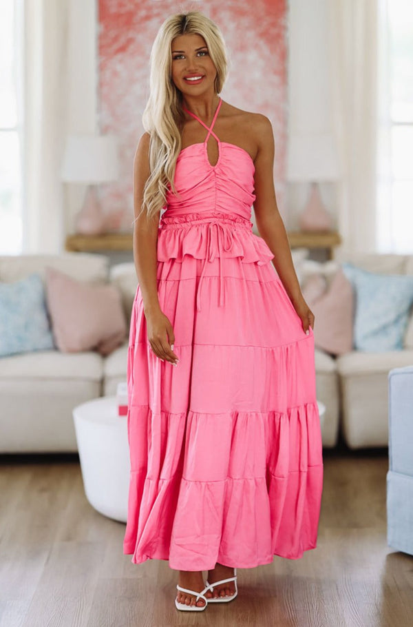 Whisk Me Away Maxi Gown Dress - Pink-HAZEL & OLIVE-Small-