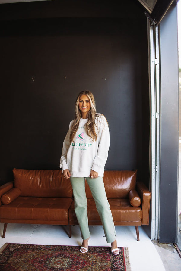 Whistler Ski Resort Retro Sweatshirt - Heather Grey-HAZEL & OLIVE-XS-