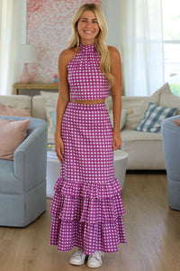 Hazel & Olive Winning Play Top and Maxi Skirt Set - Purple and White