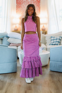 Hazel & Olive Winning Play Top and Maxi Skirt Set - Purple and White