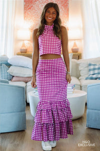 Hazel & Olive Winning Play Top and Maxi Skirt Set - Purple and White