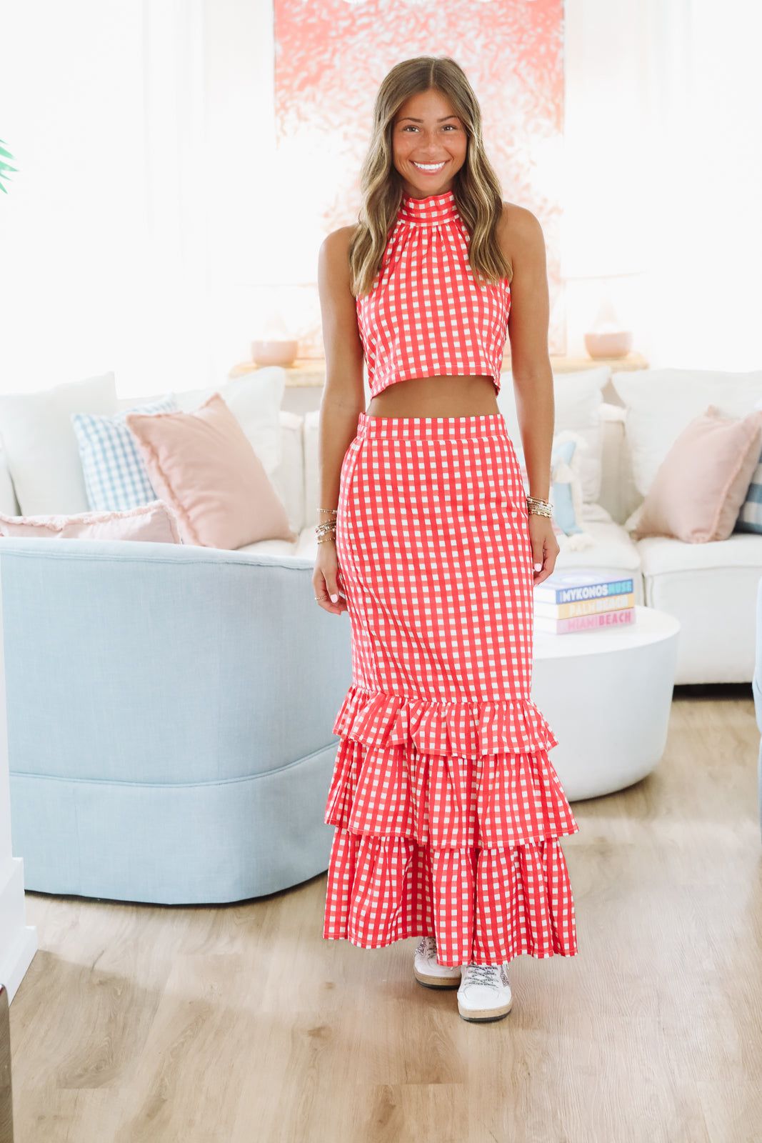 red white maxi dress Winning Play Top and Maxi Skirt Set - Red and White, Small | Hazel and Olive