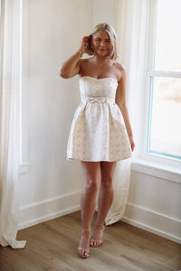 Wishful Thinking Mini Dress - Cream and Pink-HAZEL & OLIVE