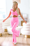 HAZEL & OLIVE Workout Queen Flare Leggings - Pink