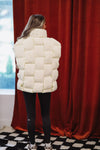 HAZEL & OLIVE Woven Checks Puffer Vest -Ivory