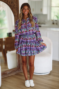 Year of the Tiger Mini Dress - Purple-HAZEL & OLIVE-XSmall-