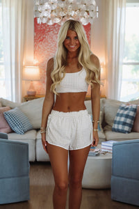 On Point Gingham Shorts - Beige and White-HAZEL & OLIVE YP70107-Small-