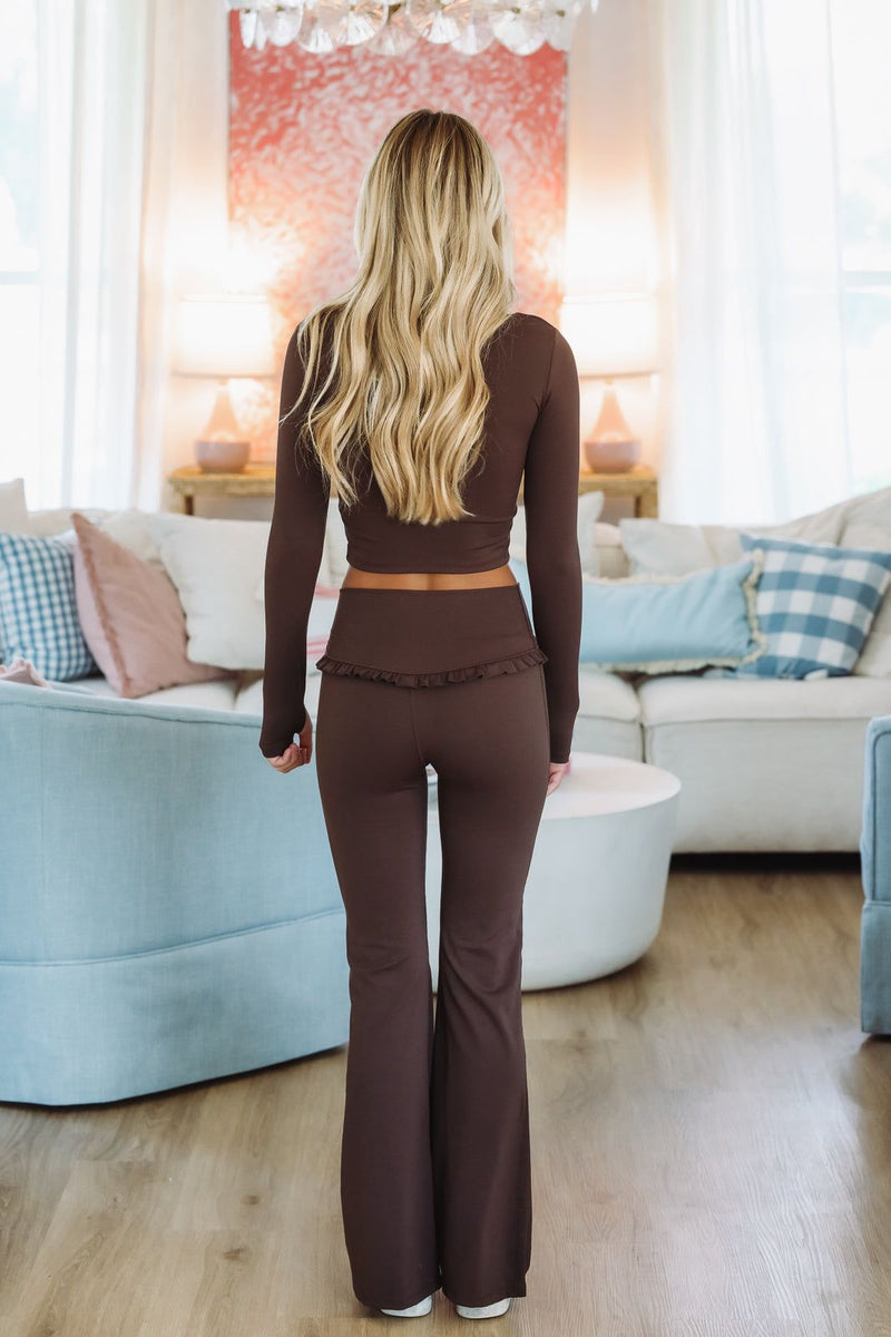 Hazel & Olive YP70108 Vital Motion Flare Pants - Brown