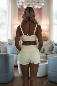 Hazel & Olive YP70161/Lemon Contrast Binding Biker Shorts - Lemon Yellow