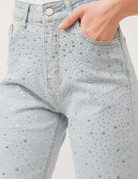 IP2770 Worth a Million Embellished Straight Leg Jeans - Light Wash