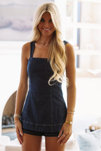IR2520 Backroad Romance Romper Dress - Denim