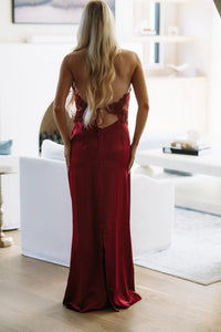 LD12723 Enchanted Evening Maxi Dress - Wine and Nude