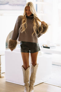 LT5748L Snowboard Socialite Sweater by Line and Dot - Mocha