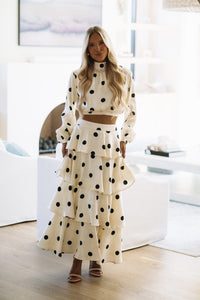 MST9036 Vogue Behavior Top and Maxi Skirt - Cream and Black