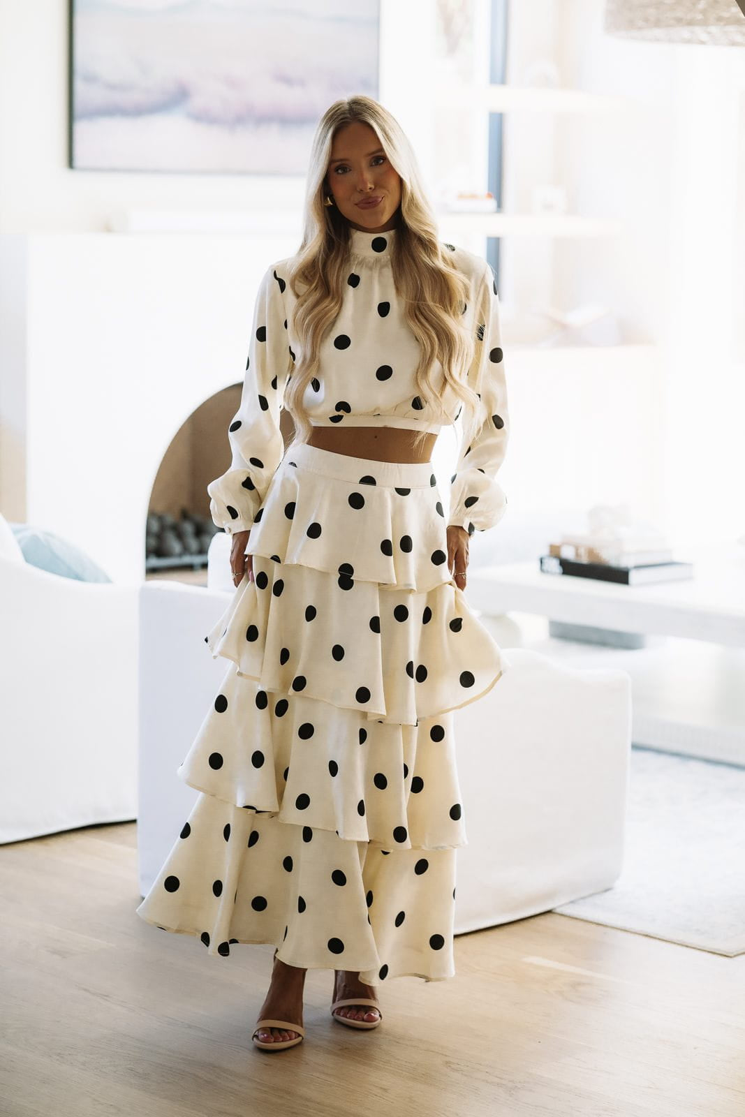 MST9036 Vogue Behavior Top and Maxi Skirt - Cream and Black