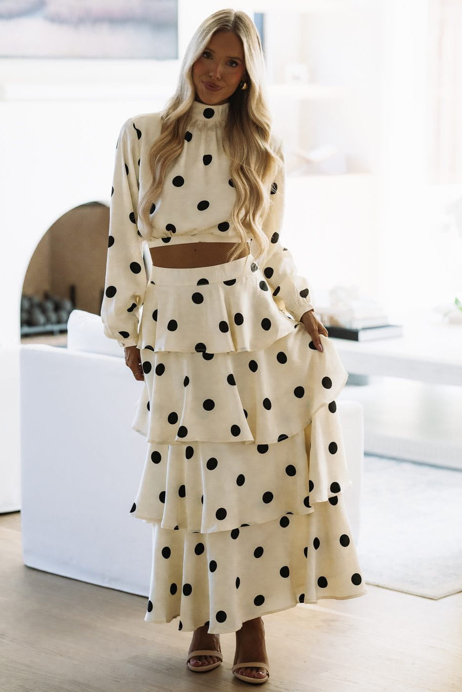 MST9036 Vogue Behavior Top and Maxi Skirt - Cream and Black