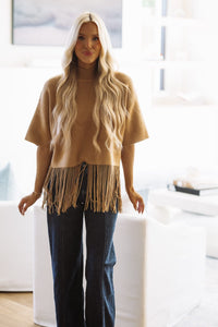 NA1218T A Little Shimmy Knit Top - Camel