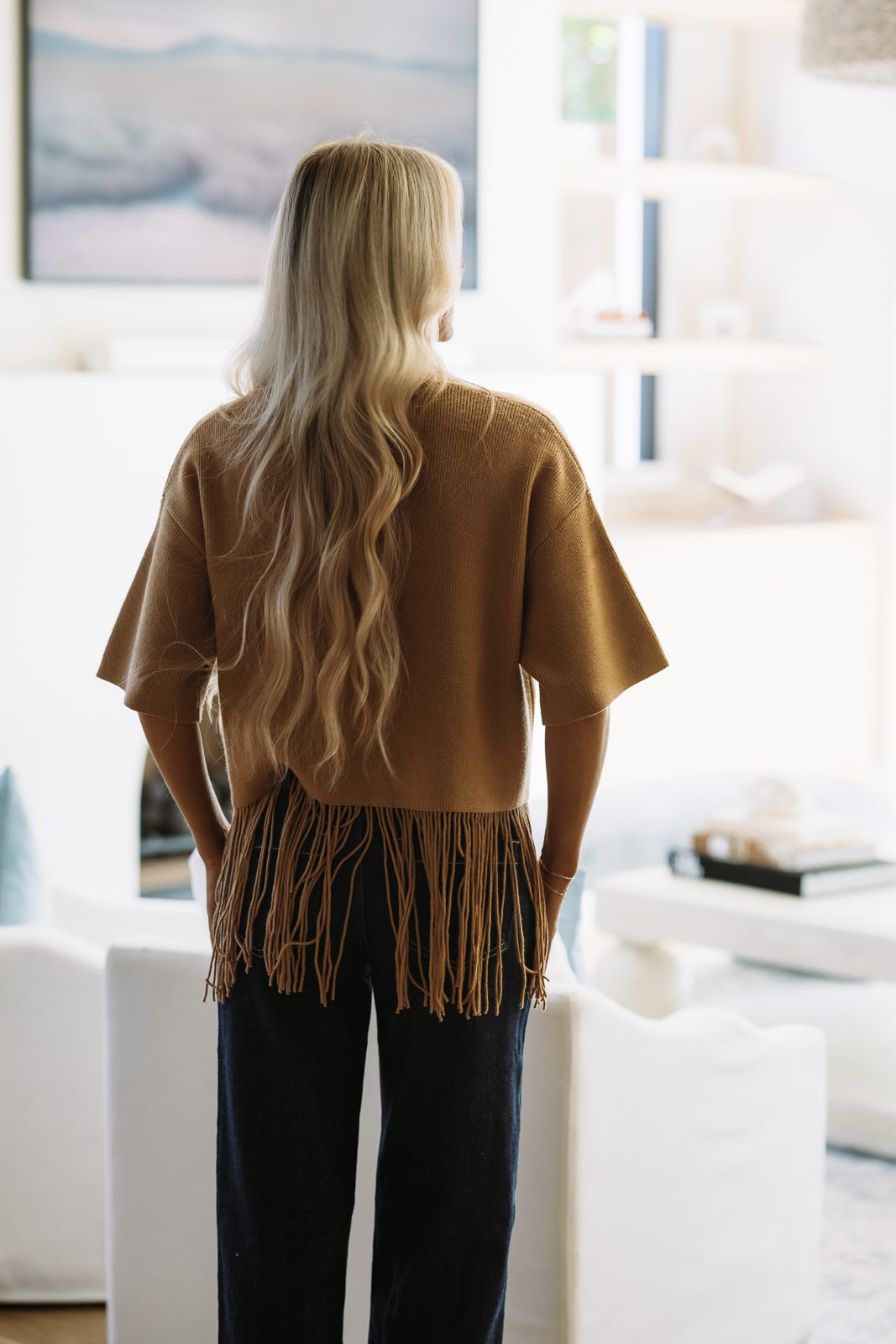 NA1218T A Little Shimmy Knit Top - Camel