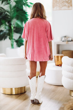 Raleigh Caroline Nashville- Mineral Wash Graphic T-shirt Dress or Tee - Pink