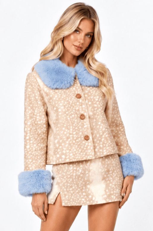S2838J Fawn Over Me Jacket - Taupe and Blue