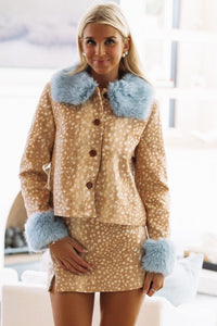 S2838J Fawn Over Me Jacket - Taupe and Blue