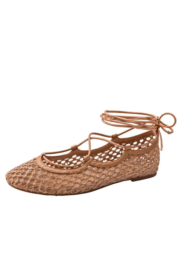 SEPT/40 Lace Me Up Ballet Flats - Natural