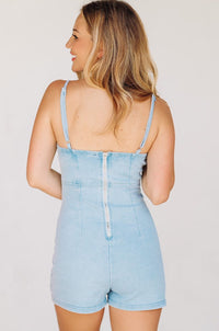 Blue Jean Baby Light Denim Romper Dress - Light Blue-HAZEL & OLIVE-Small-