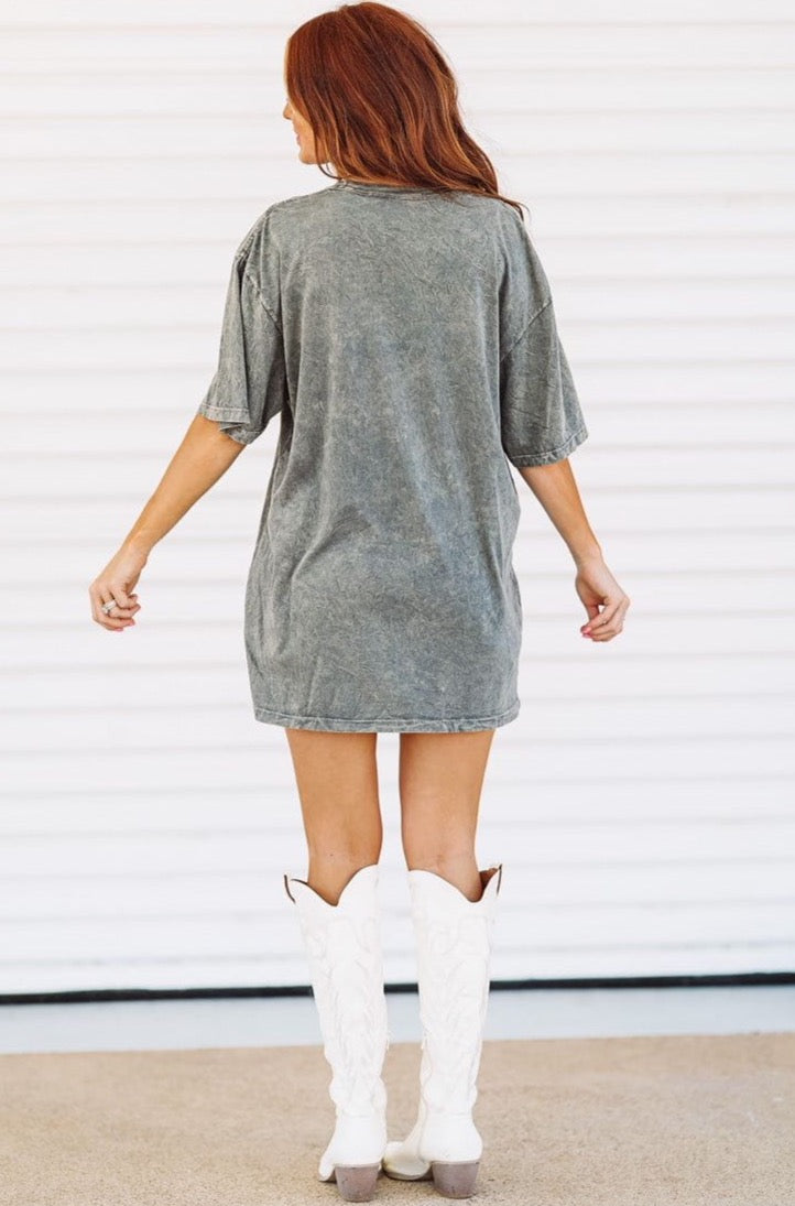 t shirt dress with cowboy boots Cowboy Take Me Away Country Graphic Tee - T Shirt Dress - Mineral Wash Gray