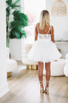 HAZEL & OLIVE Flirtation Tulle and Lace Mini Cocktail Dress - White