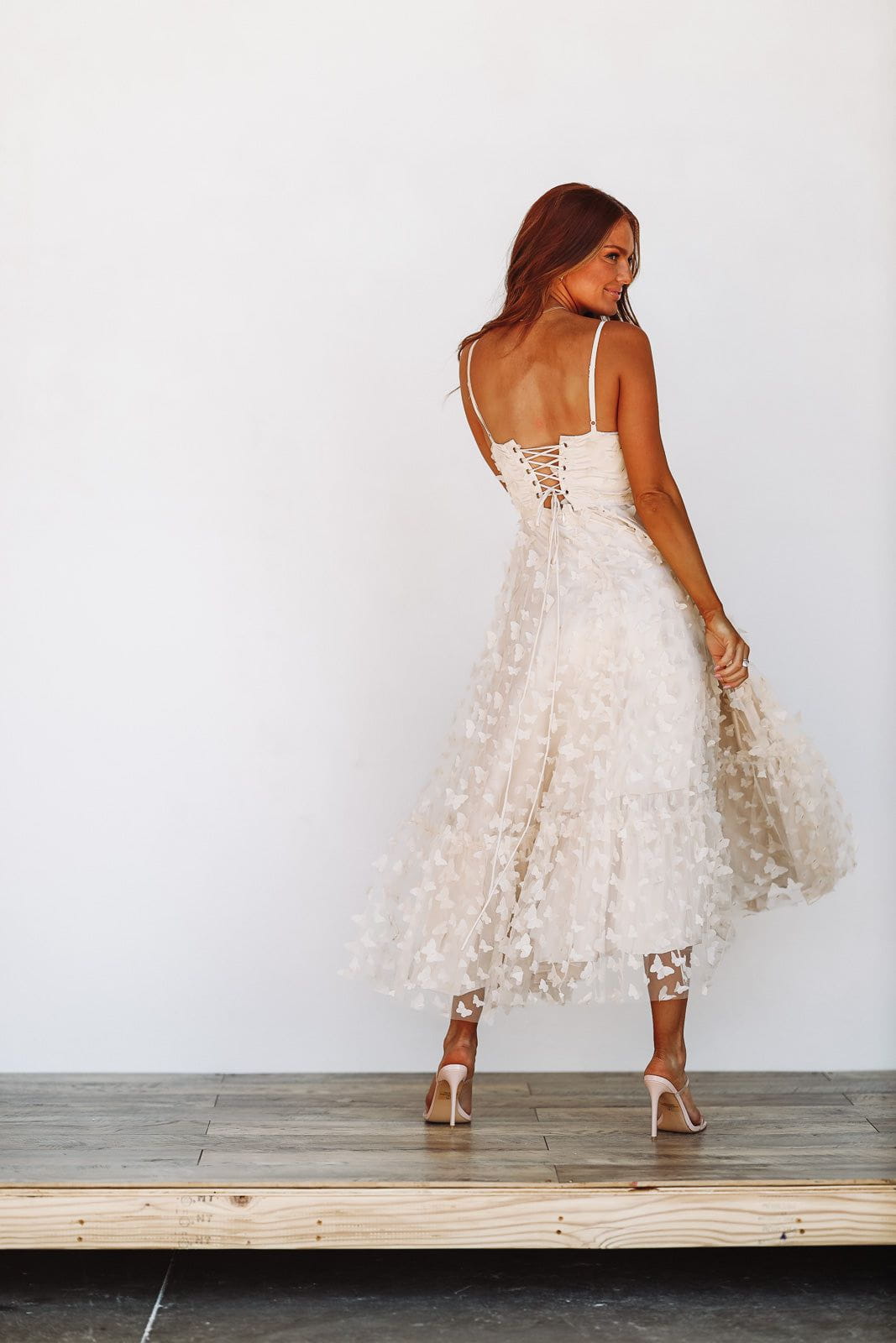 Giving Me Butterflies Midi Dress - Cream Ivory Hazel & Olive Giving Me Butterflies Midi Dress - Cream Ivory Hazel & Olive