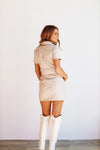 HAZEL & OLIVE Hello Gorgeous Vegan Leather Dress - Light Beige