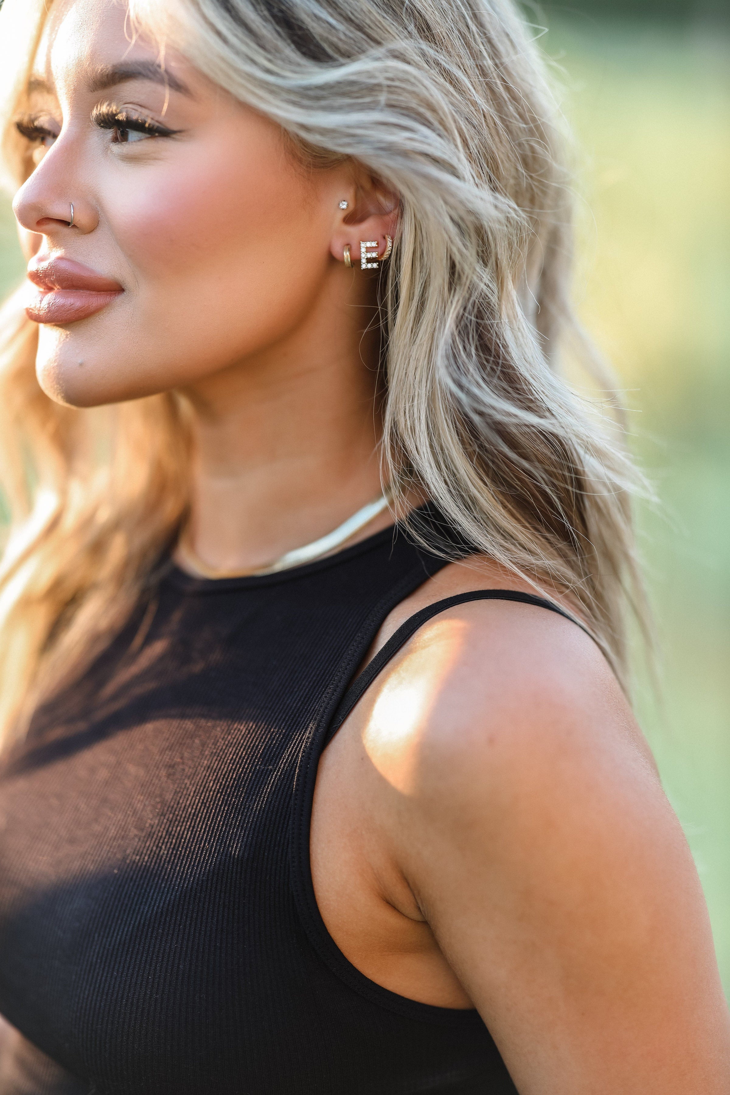 I'm Single Letter Stud (FINAL SALE)-HAZEL & OLIVE-A-