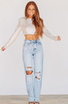 Like a Boss Sequin and Pearl Crop Top - Cream-HAZEL & OLIVE-Small-