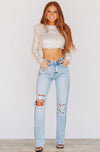 Like a Boss Sequin and Pearl Crop Top - Cream-HAZEL & OLIVE-Small-