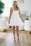 HAZEL & OLIVE Plaid Organza Babydoll Dress - White