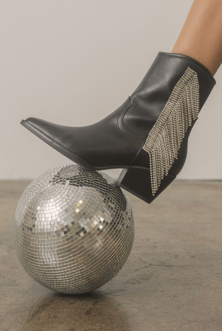 Rhinestone Cowgirl Booties - Black-HAZEL & OLIVE-6-