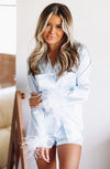Slumber Party Feather Pajamas Short Set - Blue-Hazel & Olive-Small-