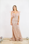 HAZEL & OLIVE The Golden Hour Evening Gown Dress - Rose Gold